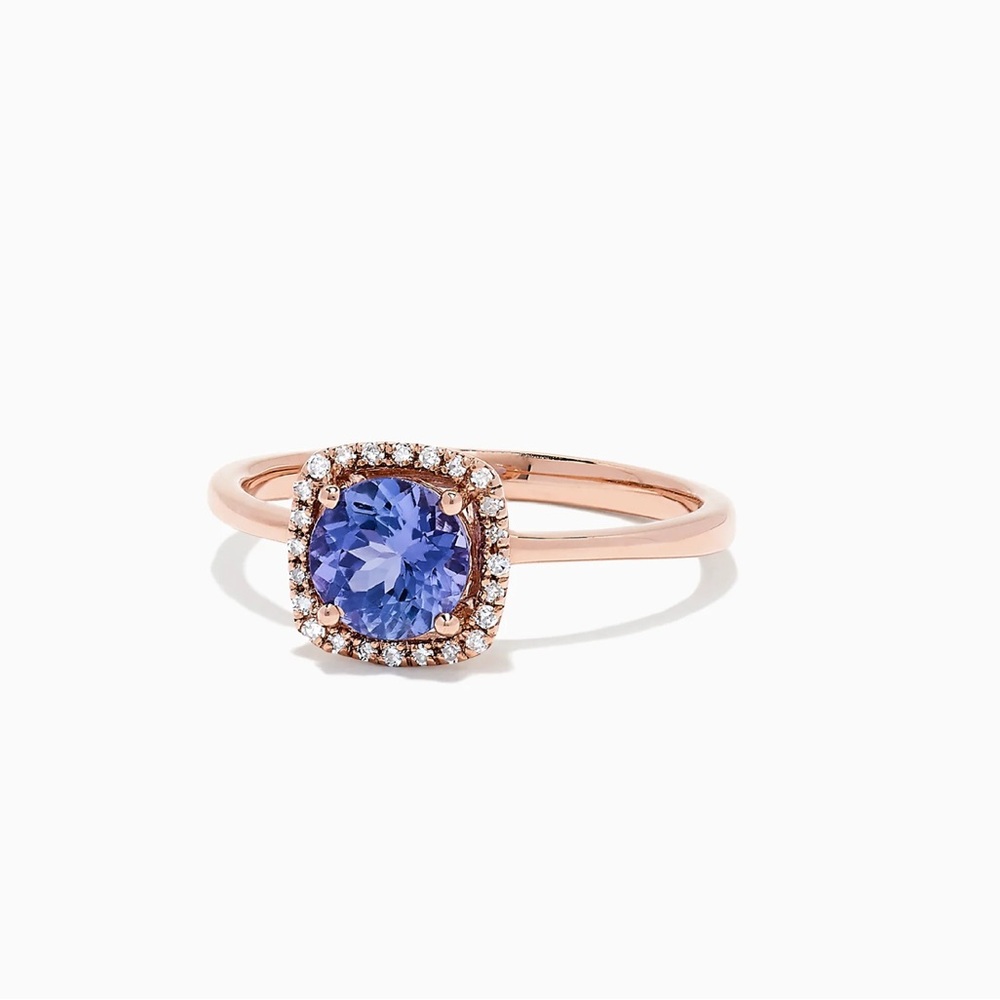 EFFY Nahla 14K Rose Gold Tanzanite and Diamond Ring 0.74 TCW